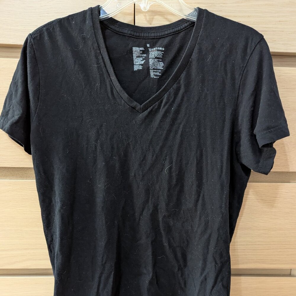 V Neck black slim short sleeve t shirt